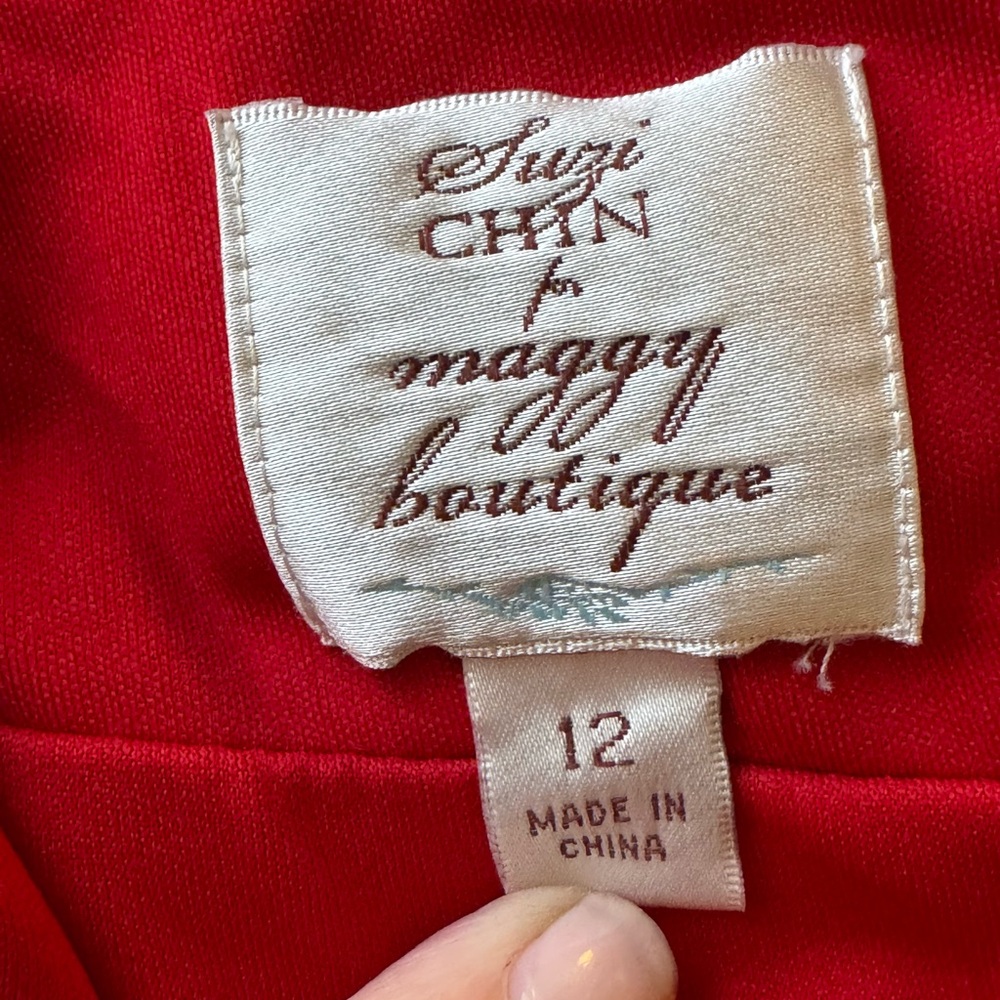 Suzi Chin Elegant Red Ruched Cocktail Dress - Picture 4 of 5